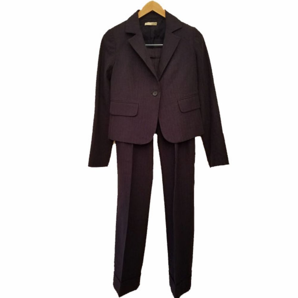 NWT Ba&Sh Navy Bl Wool Tan Stripe Pant Suit Size 1